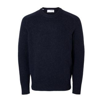 Selected Truien & Vesten, Heren, Blauw, M, Wol, Navy Gebreide Ronde Hals Sweater