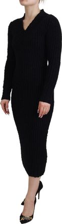 Dolce & Gabbana Womens Black Wool Knitted Sheath Sweater Dress