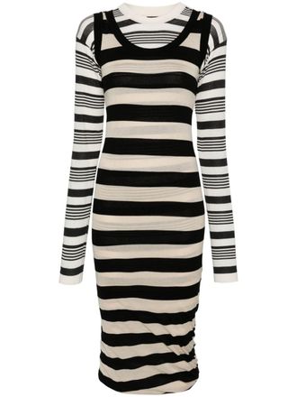 Marni stripes cotton midi dress - White