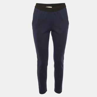 Maje Navy Blue Jersey Side Striped Polga Trousers