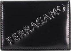 Ferragamo Ge&euml;mbosseerde Leren Portemonnee - Heren - Portefeuilles - Zwart - ONE Size - Accessoires