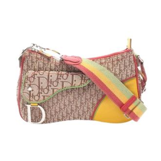 Dior Pre-owned Rasta Trotter Saddle Pocket Canvas Leather Schoudertas - Dames - Pre-owned - Beige - Maat: ONE Size Leer