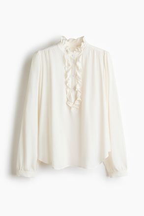 H&M Viskosebluse mit Volantbes&auml;tzen - White