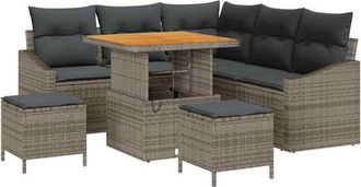 vidaXL Garden Sofa Set with Cushion 8 pcs Grey Poly rattan vidaXL