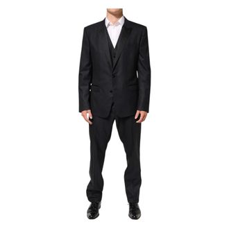 Dolce & Gabbana Single Breasted Suits, male, Black, Size: 3XL Martini 2-Button 3-Piece Suit