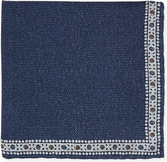 Edward Armah Mens Solid Pocket Square w/ Printed Border