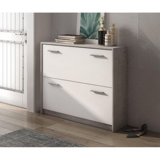 Dmora Zapatero Nespolo, Mueble Para Zapatos 2 Estantes, 2 Puertas, 4 Compartimentos, 98x24.4x79.6h Cm Gris Cemento