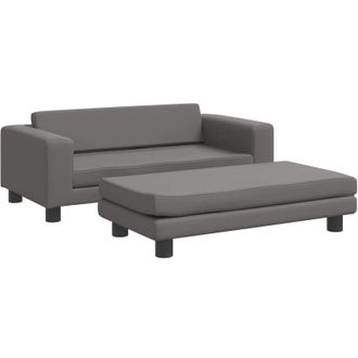 vidaXL Sof&aacute; Para Ni&ntilde;os Con Reposapi&eacute;s Cuero Sint&eacute;tico Gris 100x50x30cm Vidaxl