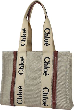Chlo&eacute; Brown Canvas Leather Tote Bag (Pre-Owned)