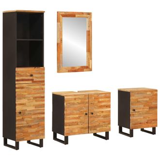 vidaXL Juegos De Ba&ntilde;o Con Caj&oacute;n Natural Madera De Mango Maciza Vidaxl