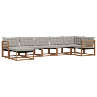 vidaXL Conjunto De Sof&aacute;s De Exterior 7 Pcs Gris Natural Y Claro Vidaxl