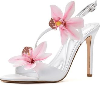 Jessica Simpson Jylia 3D Floral High Heel Sandals Womens Sandals Bright White : 6.5 M, Synthetic