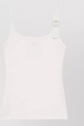 Courr&egrave;ges ribbed sleeveless square neck tank top