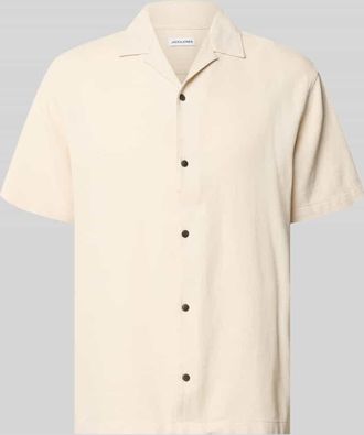 Jack & Jones Jack & Jones Regular Fit Freizeithemd mit Strukturmuster Modell Global in Offwhite, Gr&ouml;&szlig;e XXL