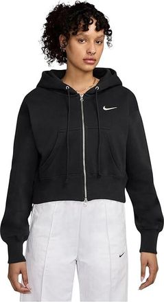 Nike Sportswear Phoenix Fleece Loose Full-Zip Crop Hoodie Womens Sweatshirt Black/Sail : 2XL (US 20-22), Cotton/Polyester