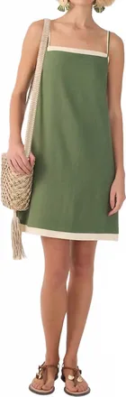 Dress To Contrast Layered Mini Dress In Olive Green