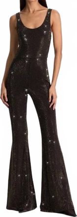 Alice & Olivia Teresa Embellished Jumpsuit In Black/dorado