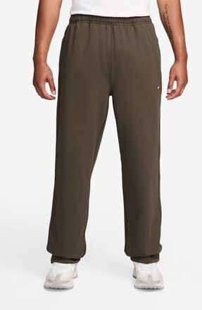 Nike Solo Swoosh Open Hem Fleece Sweatpants in Dark Hazel/White at Nordstrom Rack, Size X-Large