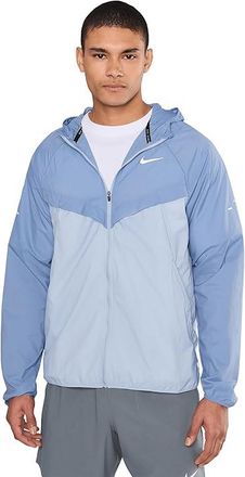 Nike Stride Repel UV Running Jacket Mens Jacket Work Blue/Light Armory Blue/Reflective Silver : 2XL, Nylon