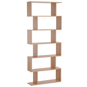 HOMCOM S-Shaped Shelf - 6-Tier,192H Cm-Maple Colour - Home Living | TJ Hughes