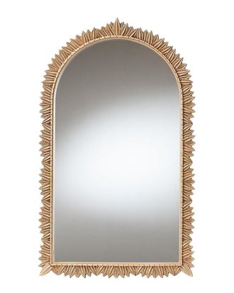 Baxton Studio Caitlin Antique Arch Accent Wall Mirror With Carved Leaf Border
