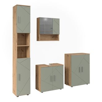 Vicco Conjunto De Muebles De Ba&ntilde;o Irma, Verde Salvia, 4 Partes, Vicco