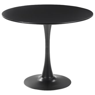 Beliani Mesa De Comedor Negra Base Metal 90 Cm 4 Plazas Industrial Minimalista Cocina Boca