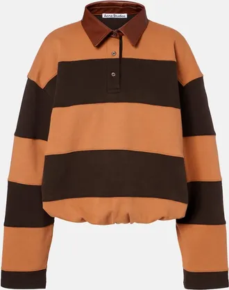 Acne Studios Folio striped cotton fleece polo sweatshirt