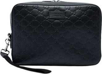 Gucci Pre-owned Borsa a mano in pelle goffrata - - Pre-owned - Uomo - Nero - ONE SIZE