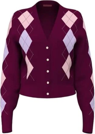 Guess Cardigan Fantasia Rombi - Dames - Vesten - Paars - L - Truien & Vesten