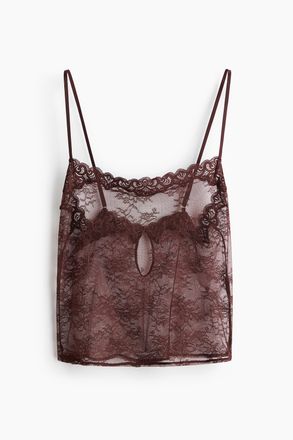 H&M Tr&auml;gertop aus Spitze - Dunkelbraun