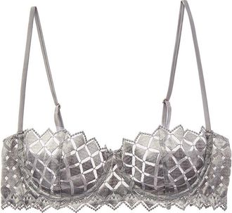Kiki De Montparnasse Kiki de Montparnasse Lamine Embroidery Silk-Trim Balconette Bra