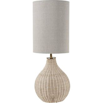 Libra Interiors Natural Rattan Lamp with Drum Shade Large