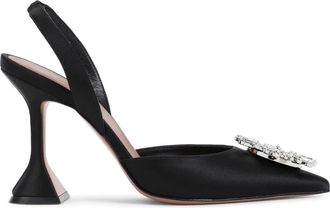 Amina Muaddi Zwarte Satijnen Elegante Pumps - Dames - Pumps - Zwart - 36 EU - Satijn - Schoenen