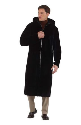 Gorski Reversible Merino Genuine Shearling Parka in Black Pattern/black at Nordstrom, Size X-Large
