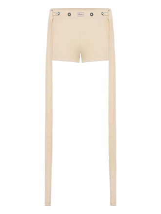 Jean Paul Gaultier ribbed patch-detail shorts - Neutrals