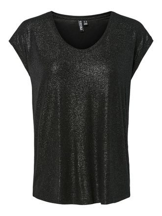 Pieces T-shirt met fijne metallic strepen