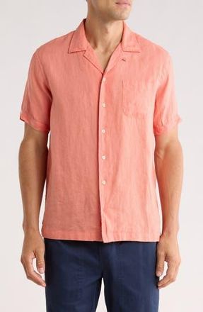 Brooks Brothers Regular Fit Linen Camp Shirt in Terra Cotta at Nordstrom Rack, Size Xx-Large