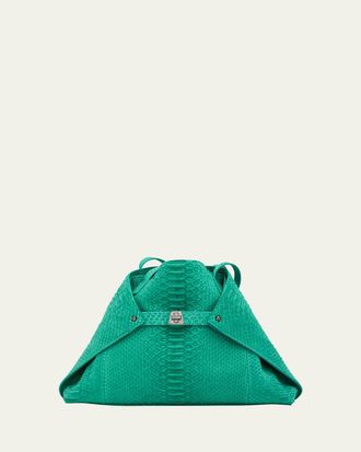 Akris Ai Small Snakeskin Suede Shoulder Bag