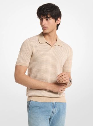 Michael Kors Textured Striped Cotton Polo Shirt