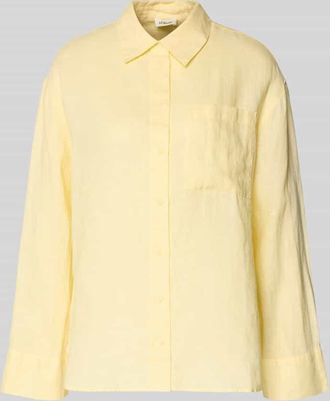 s.Oliver Red Label Regular Fit Hemdbluse aus reinem Leinen in Hellgelb, Gr&ouml;&szlig;e 34