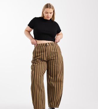 Asos Curve ASOS DESIGN Curve - Pantaloni bombati slavati a righe-Multicolore