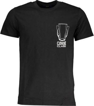Cavalli Stijlvol Zwart T-shirt met Logoprint - Heren - T-shirts - Zwart - XL - Katoen - Tops