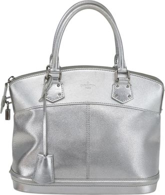 Louis Vuitton Suhali Lockit Handbag Leather Silver Leather Handbag (Pre-Owned)