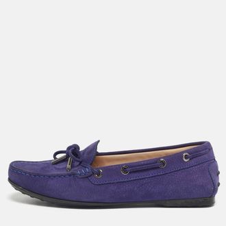 Tod's Tods Blue Nubuck Leather Bow Driver Loafers
