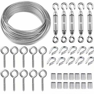 OEM Kit De Cable De Acero Inoxidable De 50 M/2 Mm Con Tensor De Cable M5 De Alta Resistencia, Kit De Cable Para Cercas, Kit De Barandilla De Cable, Tensor