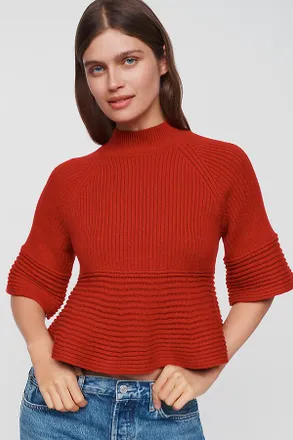 Maeve Mock-Neck Swing Sweater