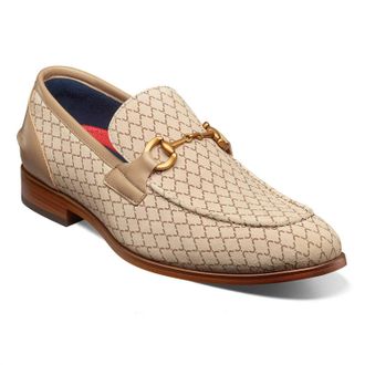 Stacy Adams Mens Brinkley Moc Toe Bit Slip Ons In Beige