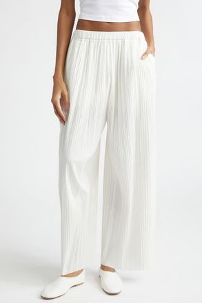 EENK Pleated Straight Leg Pants in Ivory at Nordstrom, Size Medium