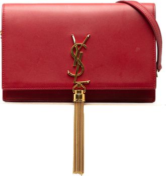 Saint Laurent Tweedehands Gladde Kalfsleer Monogram Kate Tas met Tassenhengsel